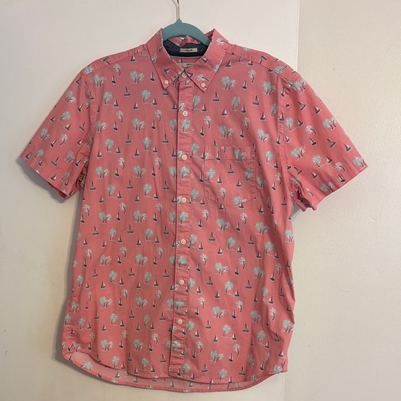 Hawker Rye Men's Pink Nautical Print short sleeve button down Shirt. Size M - Picture 1 of 9